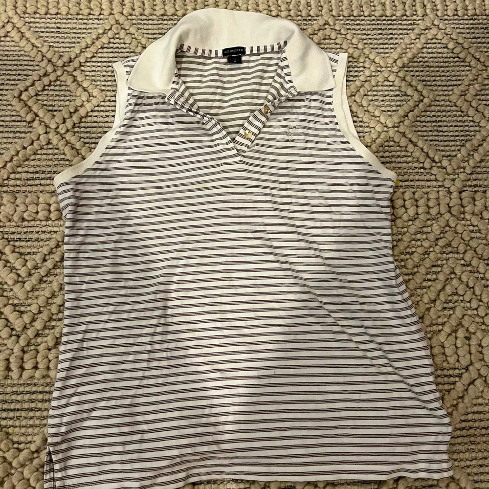 AshWorth Sleeveless Polo Stripped shirt
